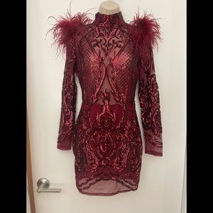 Heartbreak Babe Sequins Dress- Burgundy
